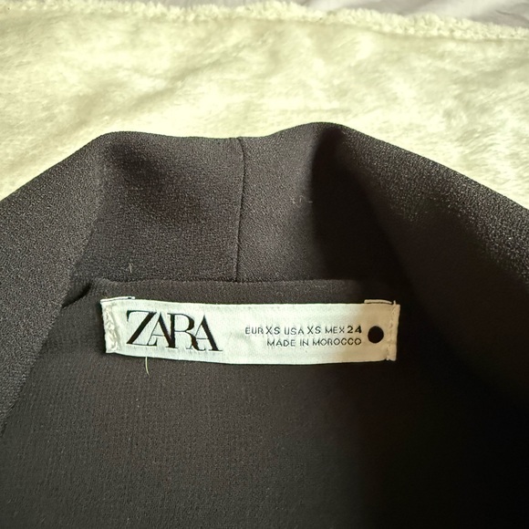 ZARA Black Open Front Belted Long Blazer - Size XS - Picture 2 of 5